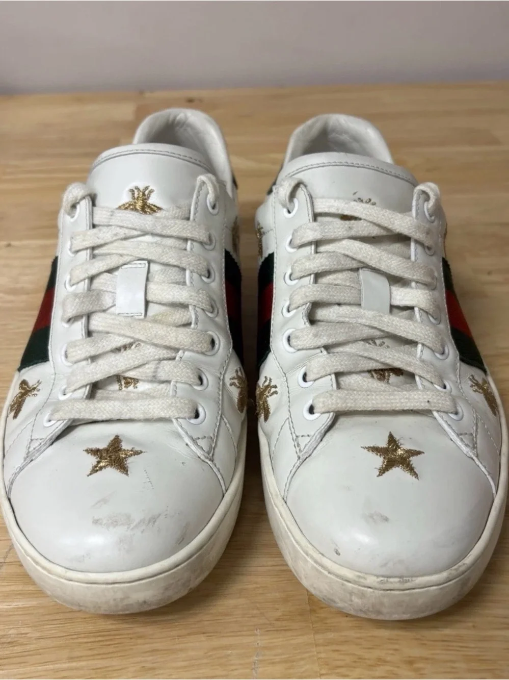 Gucci Men's Ace Bee Embroidered Sneakers, Size 7.5